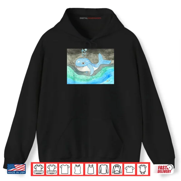 Hoodie Cartoon Watercolor Whale Shirt