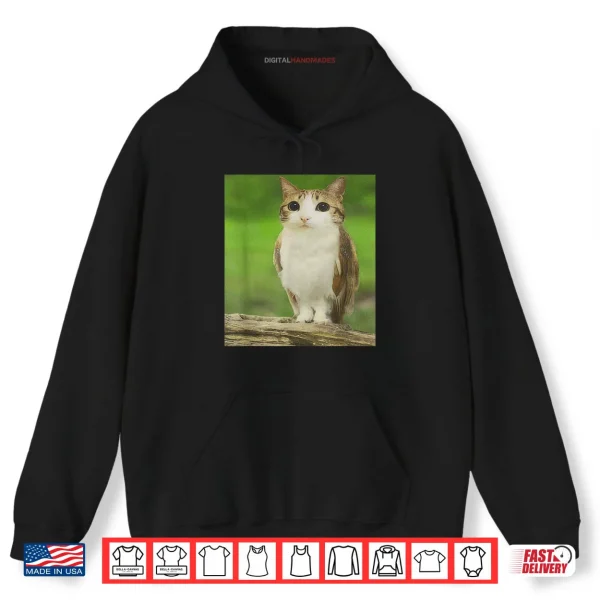 Hoodie Cat Owl Funny Cursed Internet Trendy Meme Shirt