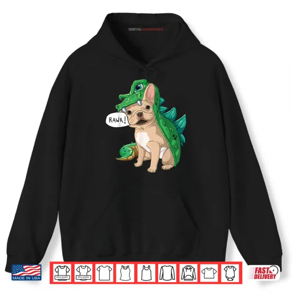 Hoodie Cream French Bulldog Dinosaur Dragon Costume Halloween Shirt