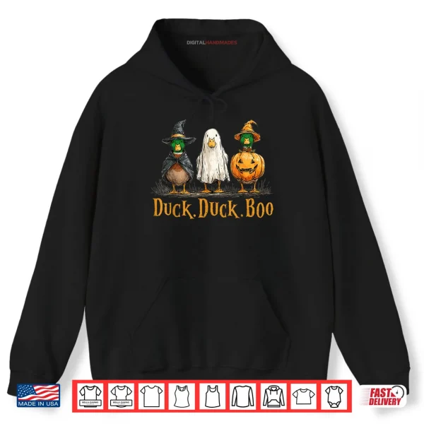 Hoodie Duck Duck Boo Funny Duck Goose Witch Pumpkin Halloween Shirt