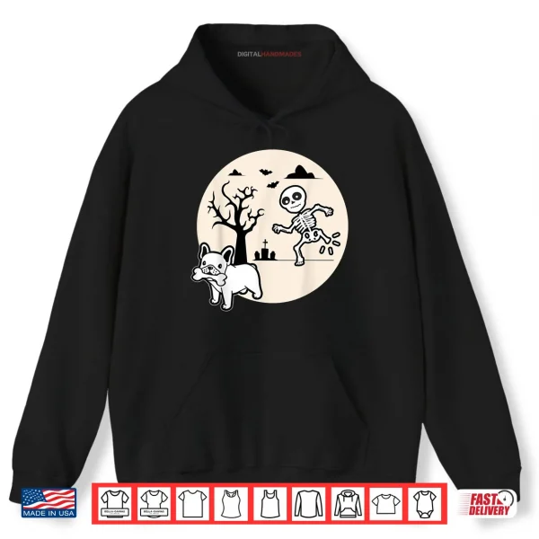 Hoodie French Bulldog Dog Skeleton Bone Halloween Costume Dog Owne Shirt