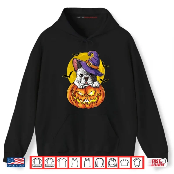Hoodie French Bulldog Witch Pumpkin Halloween Shirt