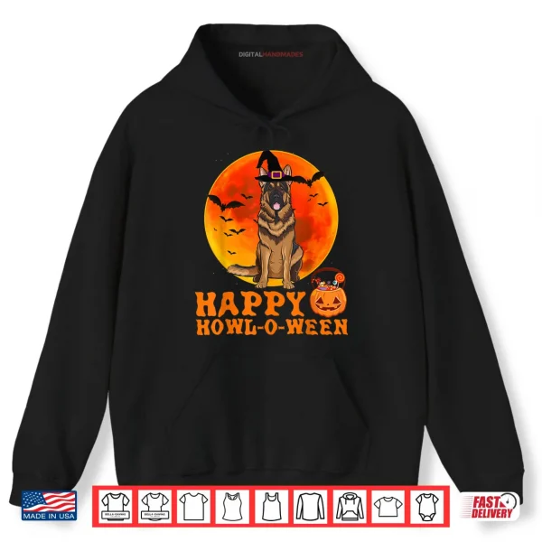 Hoodie Funny German Shepherd Dog Halloween Happy Howl o ween Shirt