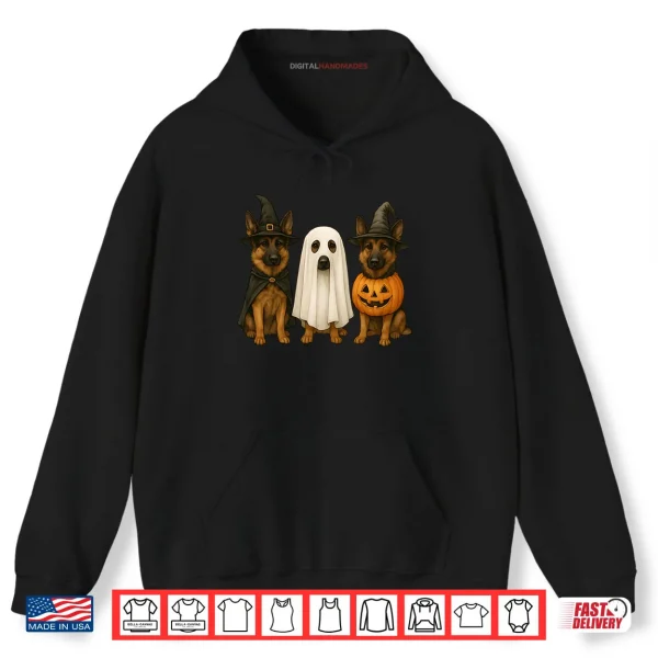 Hoodie German Shepherd Halloween Dog Witch Ghost Pumpkin Shirt