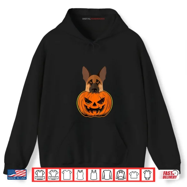 Hoodie German Shepherd Halloween Pumpkin Carving Police Canine Dog Shirt
