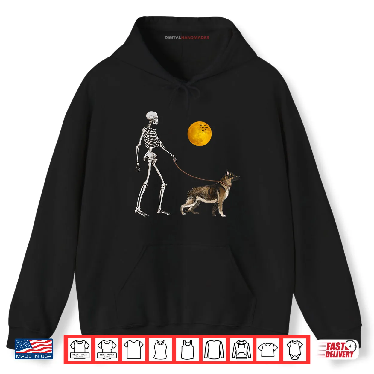 German Shepherd Skeleton Dog Walking Halloween Costume Shirt German Shepherd Skeleton Dog Walking Halloween Costume Shirt