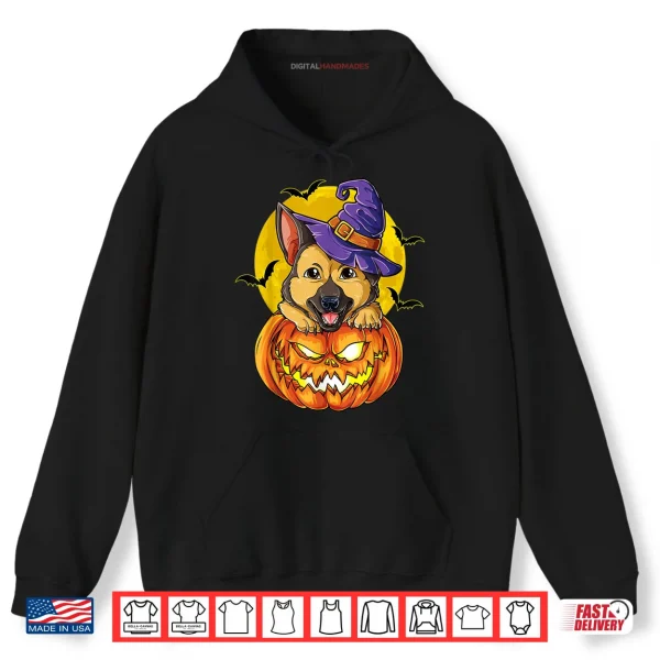 Hoodie German Shepherd Witch Pumpkin Shirt