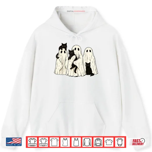 Ghost Holding Black Cat Costume Retro Halloween Shirt 2 Hoodie Ghost Holding Black Cat Costume Retro Halloween Shirt