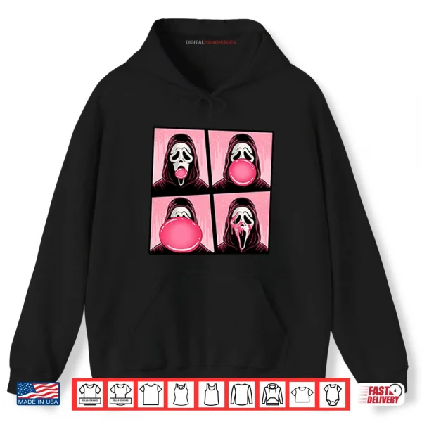 Hoodie Ghostface Bubble Pink Gum Halloween Shirt