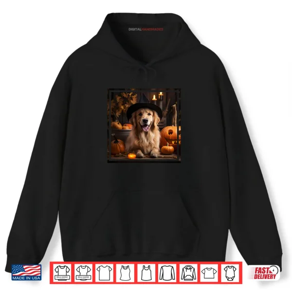 Hoodie Golden Retriever Love Ghosts Pumpkins Halloween Shirt