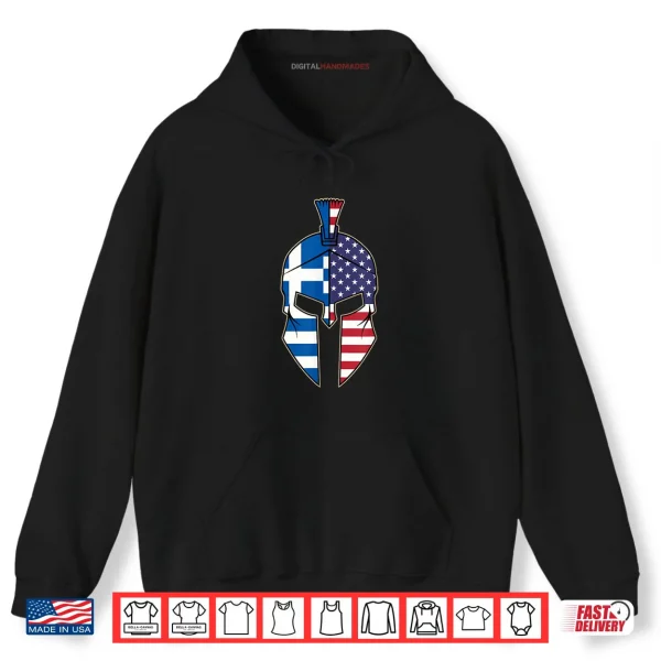 Hoodie Greek American Spartan Warrior Flag Pride Design Shirt