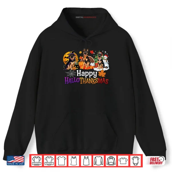 Hoodie Hallothanksmas Dog Lover German Shepherd Halloween Christmas Shirt