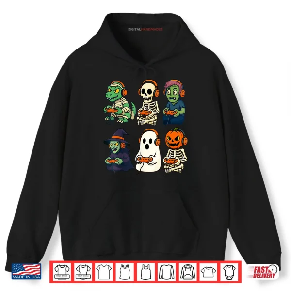 Hoodie Halloween Gamer Dinosaur Skeleton Ghost Witch Shirt
