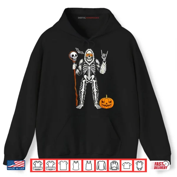 Hoodie Halloween Skeleton Bigfoot Rock Pumpkin Skull Shirt