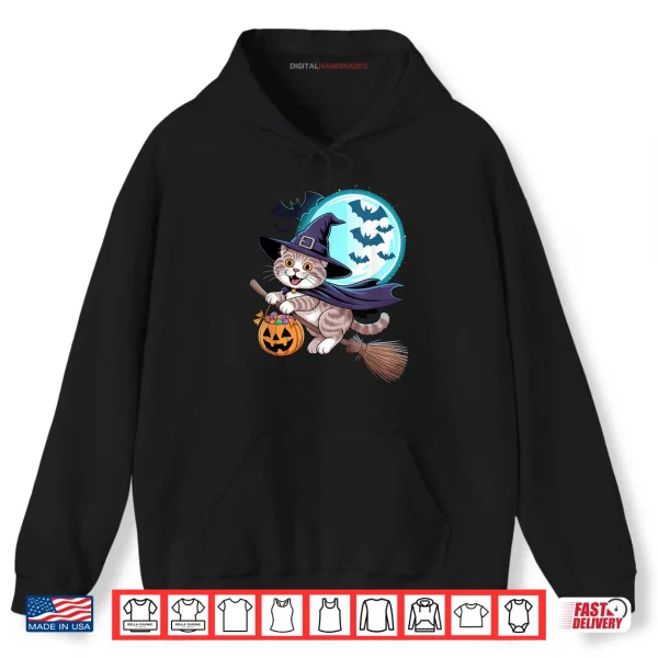 Hoodie Halloween Witch Scottish Fold Moon Coupari Shirt