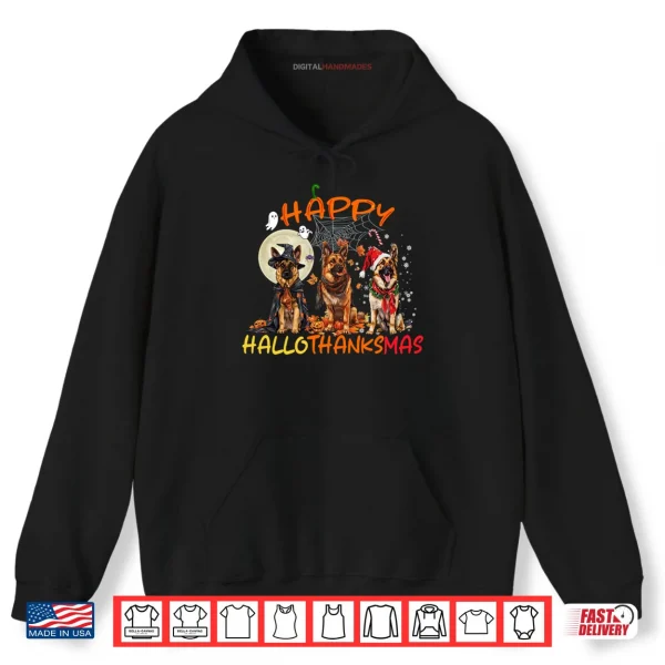 Hoodie Happy Halloween Thanksgiving Christmas German Shepherd Xmas Shirt