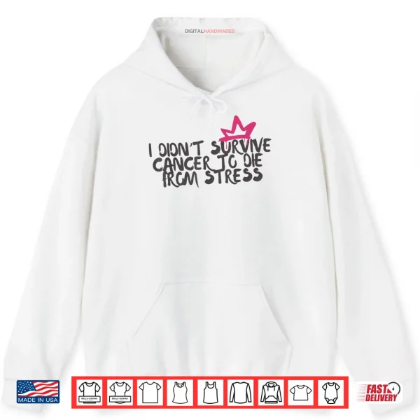 Hoodie I Didnt Survive Cancer to Die from Stress Cancer Awareness Shirt