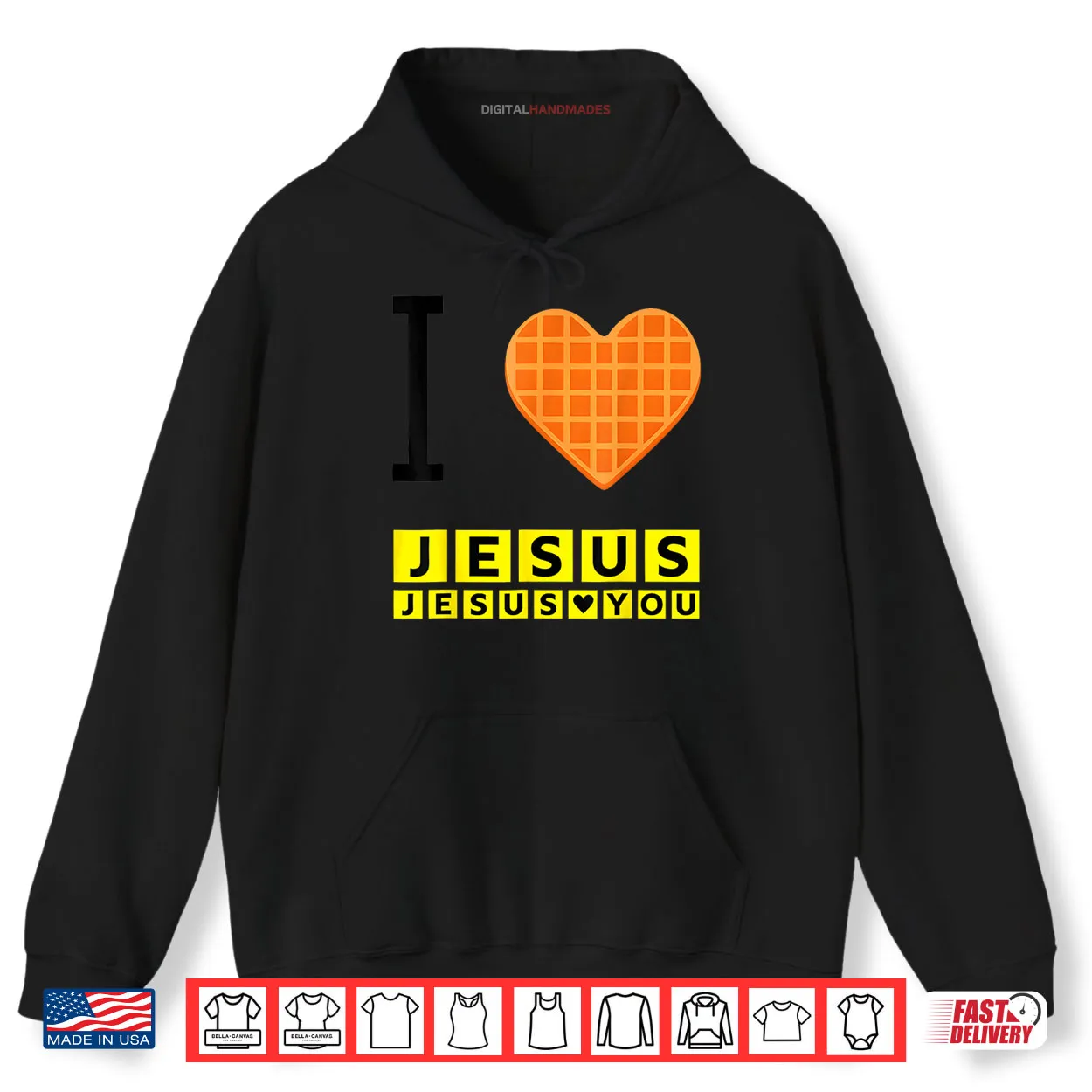 I Love Jesus Waffle Heart Funny Christian Breakfast Shirt I Love Jesus Waffle Heart Funny Christian Breakfast Shirt