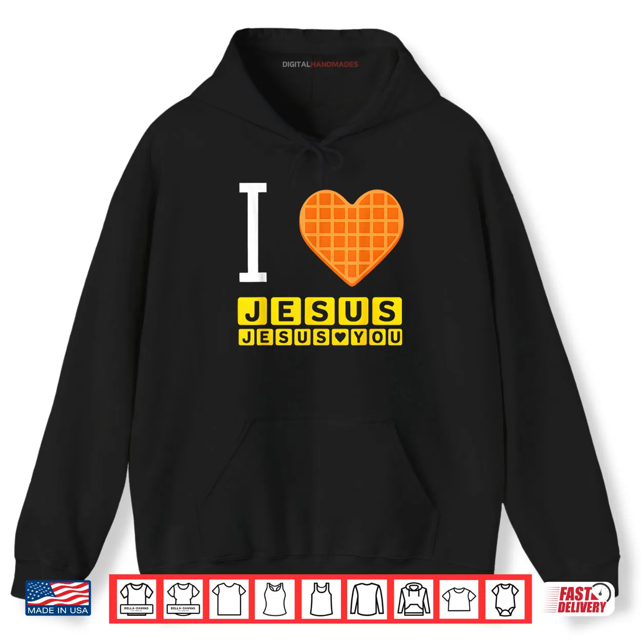 I Love Jesus Waffle Heart Funny Christian Shirt I Love Jesus Waffle Heart Funny Christian Shirt
