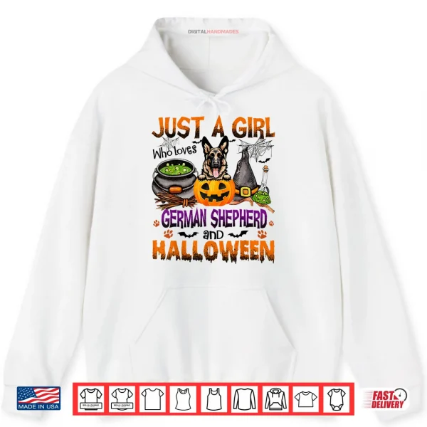 Just A Girl Who Loves German Shepherd And Halloween Shirt 2 Hoodie Just A Girl Who Loves German Shepherd And Halloween Shirt