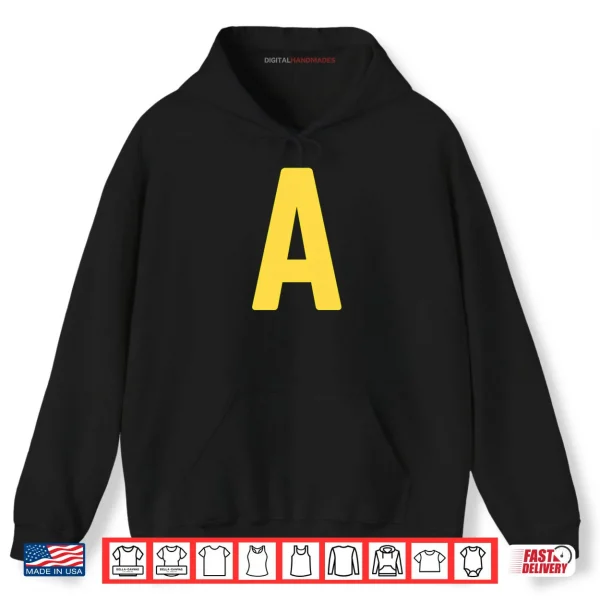 Hoodie Letter A Yellow On Red Halloween Costume Party Shirt