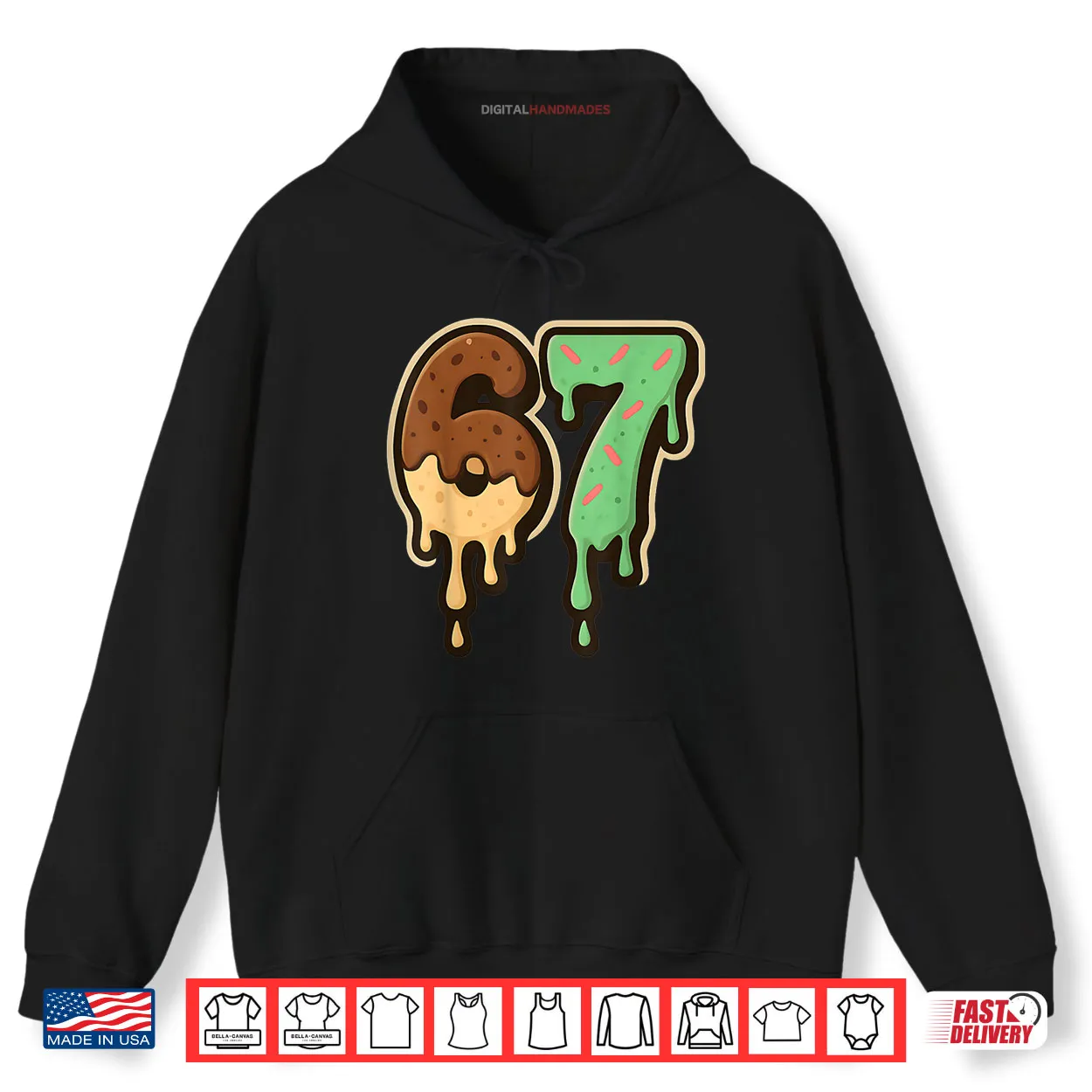 Melting 67 Dessert Style Ice Cream Drip Number Art Shirt Melting 67 Dessert Style Ice Cream Drip Number Art Shirt