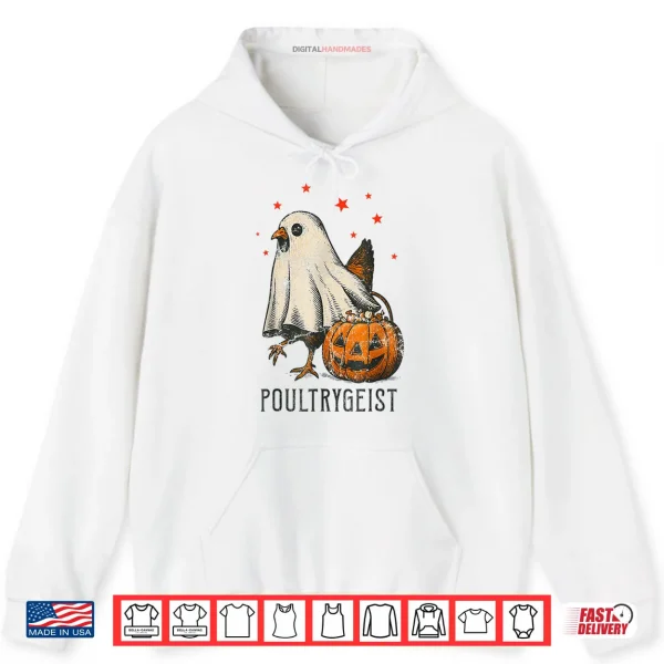 Hoodie Poultrygeist Funny Halloween Chicken Ghost Costume Pumpkin Shirt