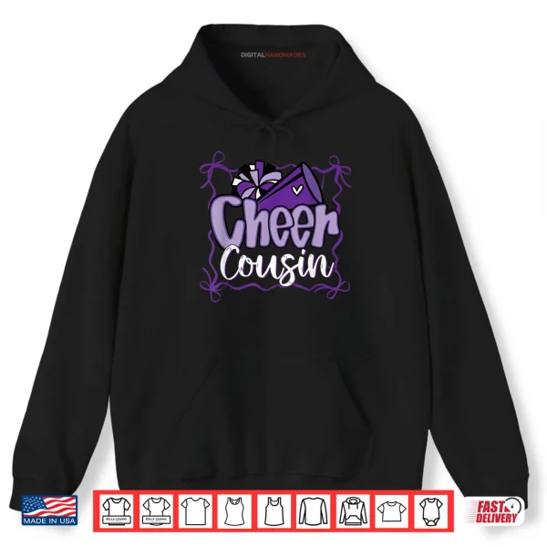 Purple Coquette Pom Poms Bow Cheer Cousin Cheerleader Girl Shirt 2 Hoodie Purple Coquette Pom Poms Bow Cheer Cousin Cheerleader Girl Shirt