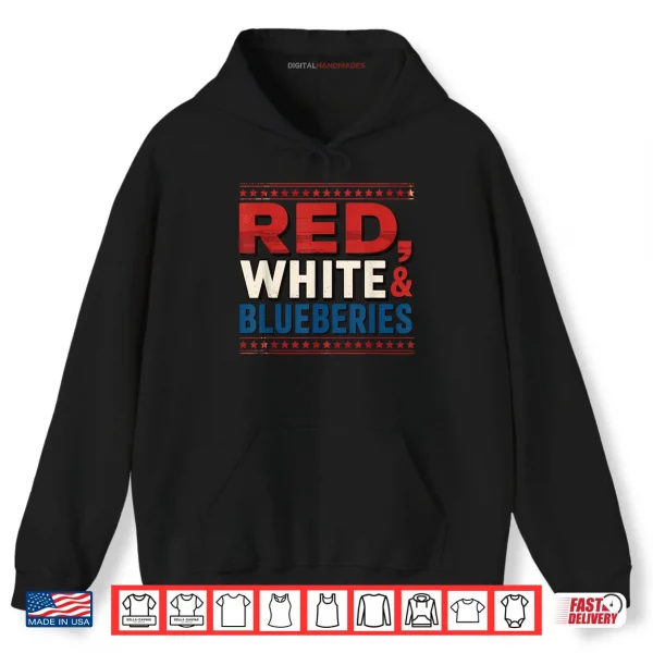 Hoodie Red White Blueberries Patriotic Americana Graphic USA Shirt
