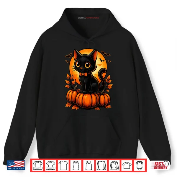 Hoodie Retro Black Cat Halloween Pumpkin Costume Shirt 1 1