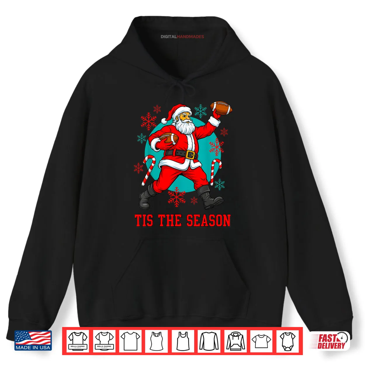 Santa Playing American Football Ugly Christmas Shirt Santa Playing American Football Ugly Christmas Shirt