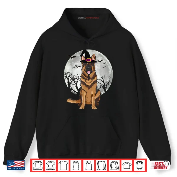 Hoodie Scary German Shepherd Dog Witch Hat Halloween Shirt