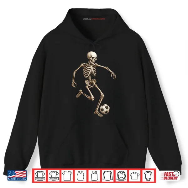 Hoodie Skeleton Soccer Retro Halloween Costume Shirt