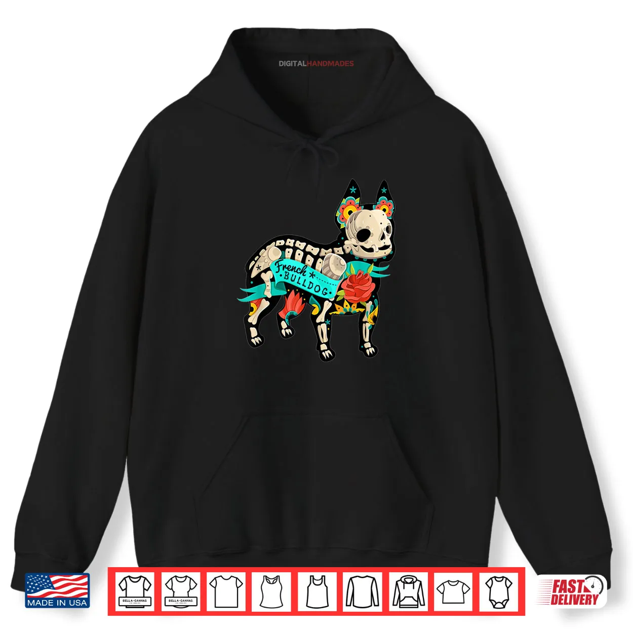 Sugar Skull French Bulldog Flower Halloween Dog Shirt Sugar Skull French Bulldog Flower Halloween Dog Shirt