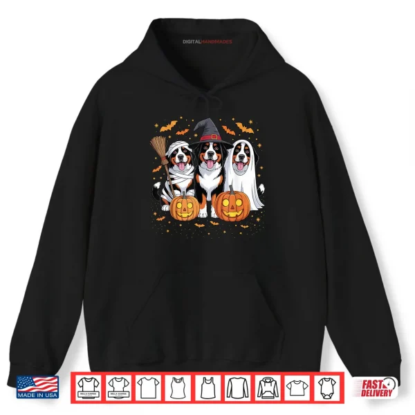 Three Bernese Mountain Pumpkin Halloween Dog Lover Shirt 2 Hoodie Three Bernese Mountain Pumpkin Halloween Dog Lover Shirt
