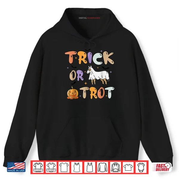 Hoodie Trick Or Trot Halloween Pumpkin Ghost Horse Shirt