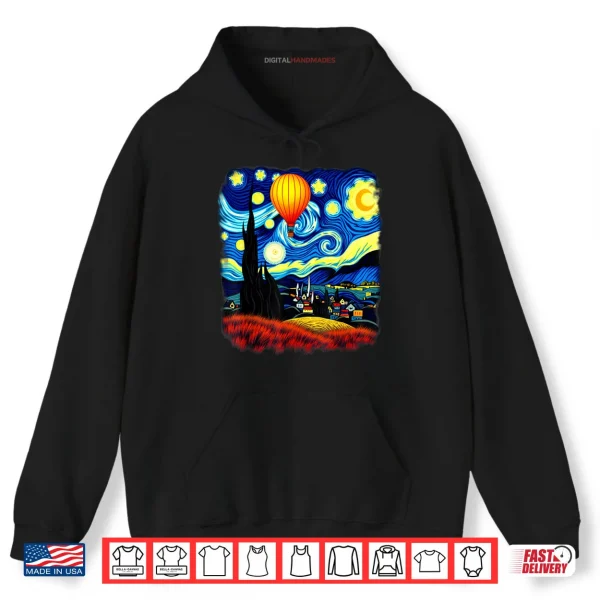 Van Gogh Style Hot Air Balloon Starry Night Shirt 2 Hoodie Van Gogh Style Hot Air Balloon Starry Night Shirt