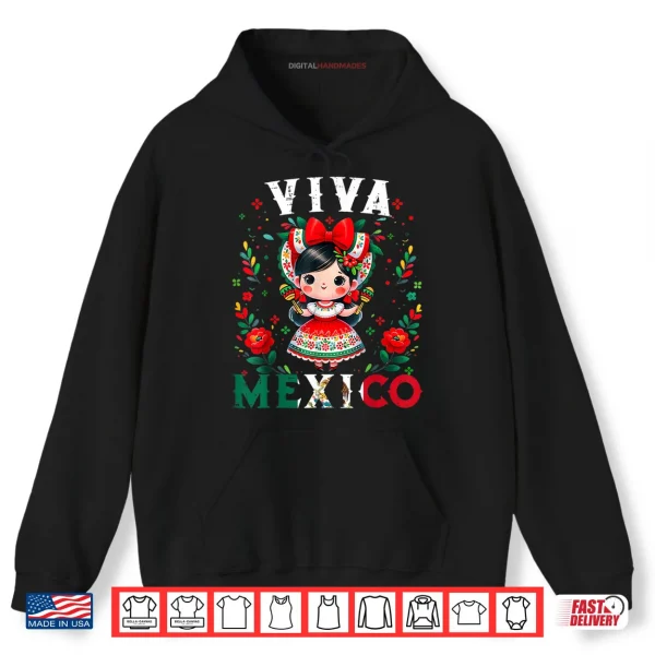 Hoodie Viva Mexico Flag Mexican Independence Day Shirt