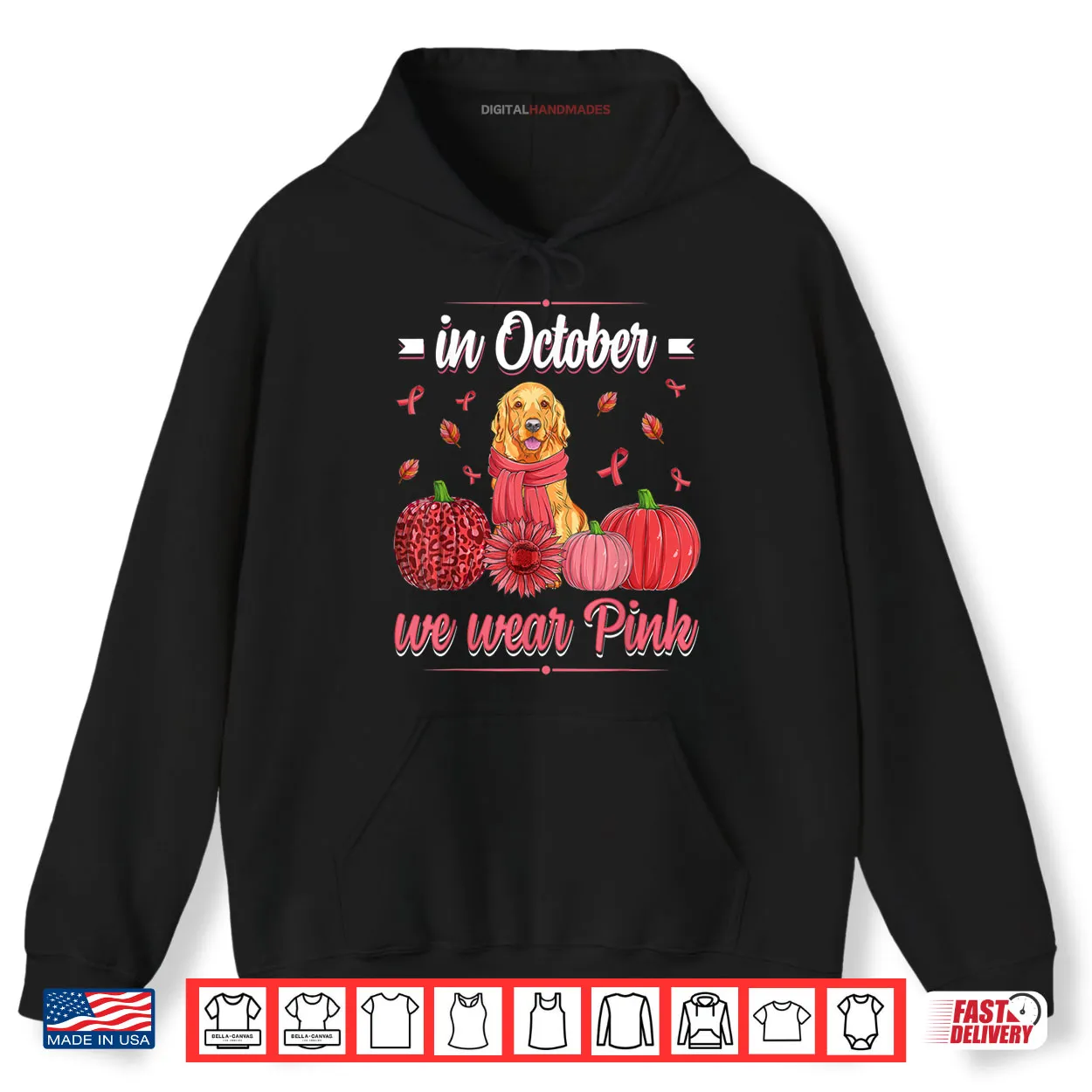 Women In October We Wear Pink Golden retriever Breast Cancer Shirt Women In October We Wear Pink Golden retriever Breast Cancer Shirt