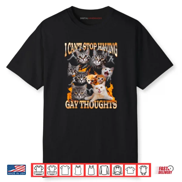 I Can’t Stop Having Gay Thoughts Funny Cat Meme Bootleg Shirt