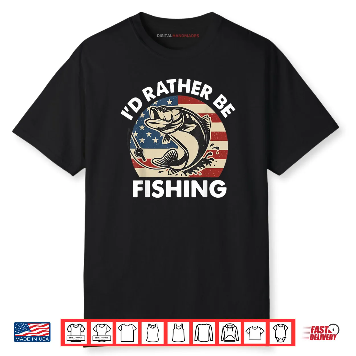 I’d Rather Be Fishing American Flag Patriotic Shirt I’d Rather Be Fishing American Flag Patriotic Shirt