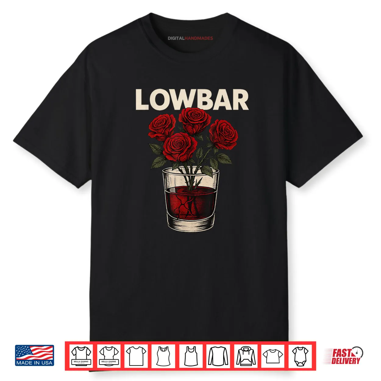 Lowbar Whiskey Glass Roses Shirt Lowbar Whiskey Glass Roses Shirt