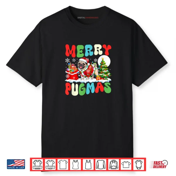 Merry Pugmas Christmas Santa Pug Colorful Costume Owner Shirt