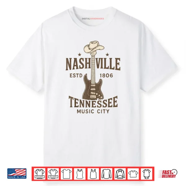 Nashville Music City Guitar Wing Country Music Tennessee Shirt