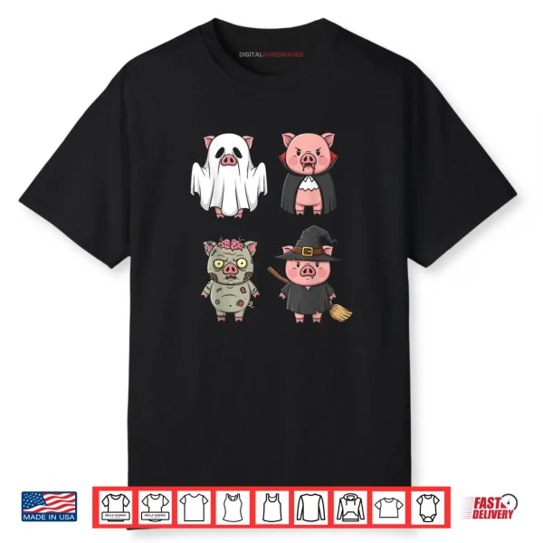 Pig Spooky Witch Boo Zombie Cute Pig Halloween Shirt