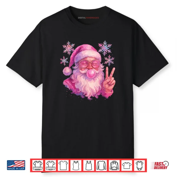 Pink Gum Bubble Blowing Santa Shirt