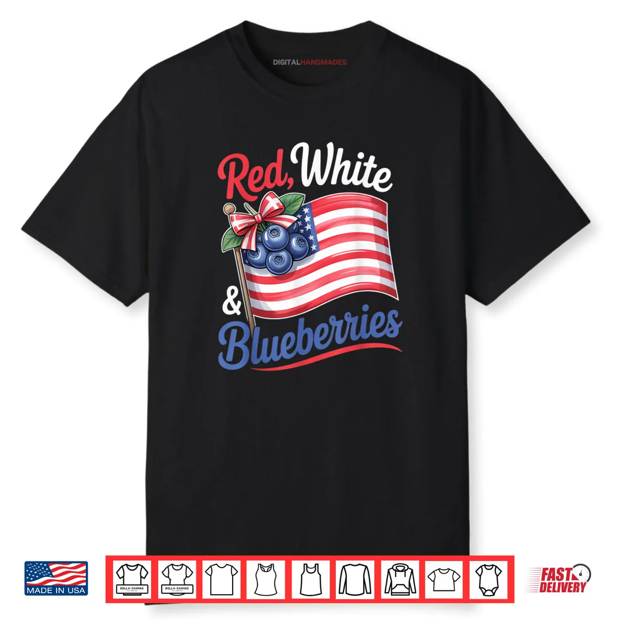 Red White & Blueberries Coquette Flag Bow Shirt Red White & Blueberries Coquette Flag Bow Shirt