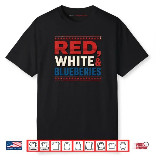 Red White Blueberries Patriotic Americana Graphic USA Shirt
