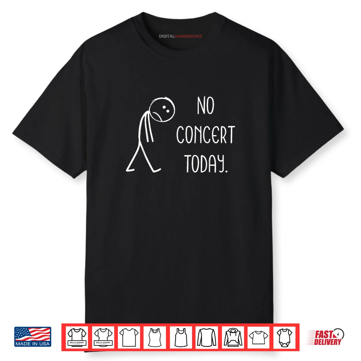 Sad Stick Figure Music Concert Lovers No Concert Today Shirt Sad Stick Figure Music Concert Lovers No Concert Today Shirt