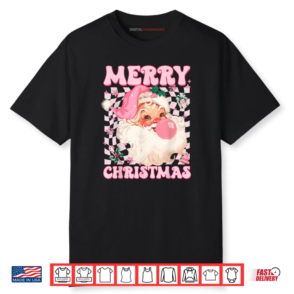 Santa Claus Pink Sunglasses Blowing Bubble Gum Christmas Shirt Santa Claus Pink Sunglasses Blowing Bubble Gum Christmas Shirt